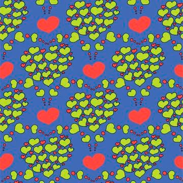 Valentine's day seamless pattern with coffee cup and hearts. Beautiful greeting Stock Illustration