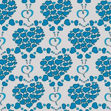 Valentine's day seamless pattern with coffee cup and hearts. Beautiful greeting Stock Illustration