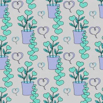 Valentine's day seamless pattern with coffee cup and hearts. Beautiful greeting Stock Illustration