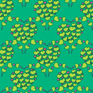 Valentine's day seamless pattern with coffee cup and hearts. Beautiful greeting Stock Illustration