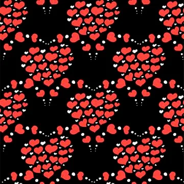 Valentines day seamless pattern with coffee cup and hearts. Beautiful greeting Stock Illustration
