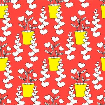 Valentines day seamless pattern with coffee cup and hearts. Beautiful greeting Stock Illustration
