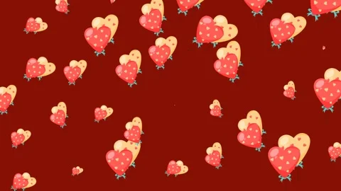 Valentine's Day Seamless Pattern with Cute Red and Cream Heart Shapes on Red Stock Footage 345539923