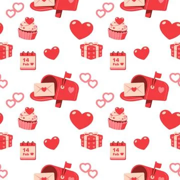 Valentine's day seamless pattern. Cute vector illustration. Seamless pattern Stock Illustration