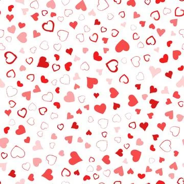 Valentines Day seamless pattern design. Red hand drawn hearts isolated on Stock Illustration
