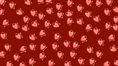 Valentine's Day Seamless Pattern Featuring Pink Heart Shaped Locks and Gold.. Stock Illustration