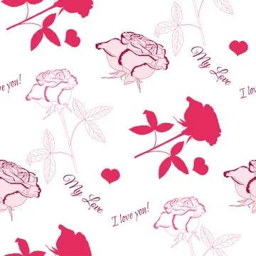 Valentines Day Seamless Pattern with Flowers Stock Illustration