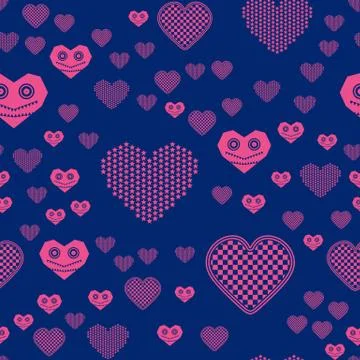 Valentines Day seamless pattern with gaming hearts sprayed for bac Stock Illustration