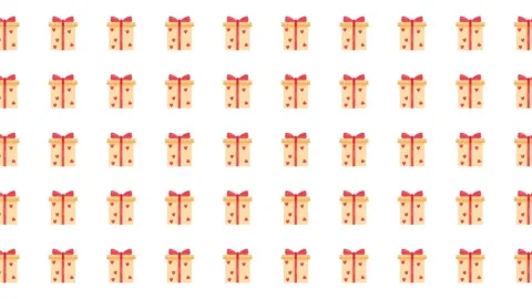 Valentine's Day Seamless Pattern with Gift Boxes and Hearts on White Background Stock Footage 345539887