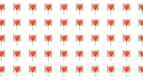 Valentine's Day Seamless Pattern with Heart Shaped Lollipops in Packaging Stock Footage 345539869