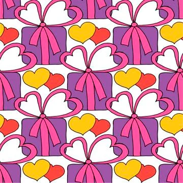 Valentine's day seamless pattern with hearts and gifts. Beautiful abstract イラスト素材
