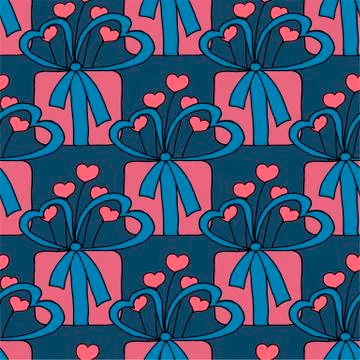 Valentine's day seamless pattern with hearts and gifts. Beautiful abstract 스톡 일러스트