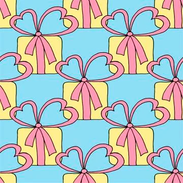 Valentines day seamless pattern with hearts and gifts. Beautiful abstract Stock Illustration