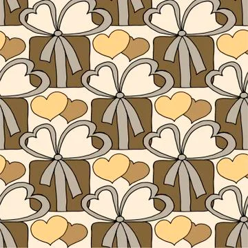 Valentines day seamless pattern with hearts and gifts. Beautiful abstract Stock Illustration