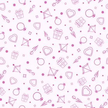 Valentine's day seamless pattern with holidays decoration. Happy Valentines.. 스톡 일러스트