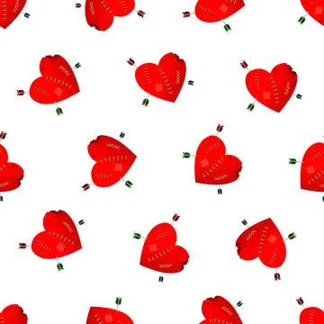Valentines Day seamless pattern. Lovely broken and crippled heart, large woun Stock Illustration