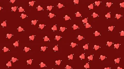 Valentine's Day Seamless Pattern with Pink Hearts and Cupid Arrows on Dark .. Stock Illustration