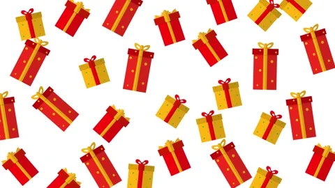 Valentine's Day Seamless Pattern with Red and Yellow Gift Boxes on White Stock Footage 345539932