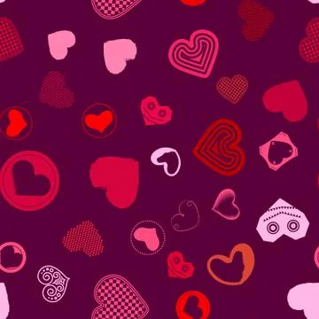 Valentines Day seamless pattern with red hearts sprayed for background, car.. Illustrazione stock