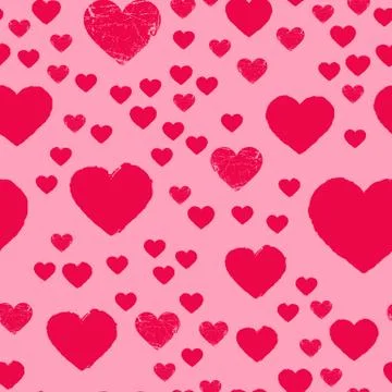 Valentines Day seamless pattern with red hearts sprayed for background, car.. Illustrazione stock