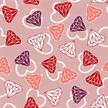 Valentines day seamless pattern with romantic symbols Stock Illustration