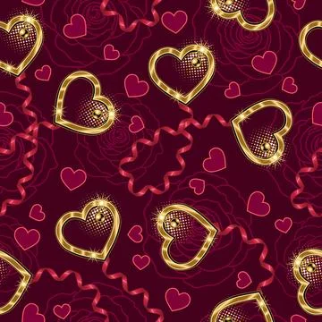 Valentines day seamless pattern with romantic symbols Stock Illustration