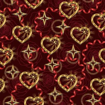 Valentines day seamless pattern with romantic symbols Stock Illustration