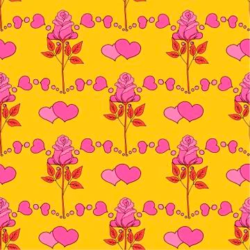 Valentine's day seamless pattern roses and hearts. romantic seamless pattern Stock Illustration