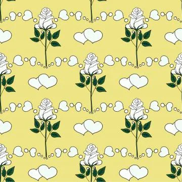 Valentine's day seamless pattern roses and hearts. romantic seamless pattern Stock Illustration