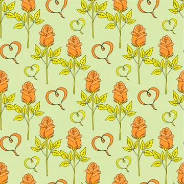 Valentine's day seamless pattern roses and hearts. romantic seamless pattern Stock Illustration