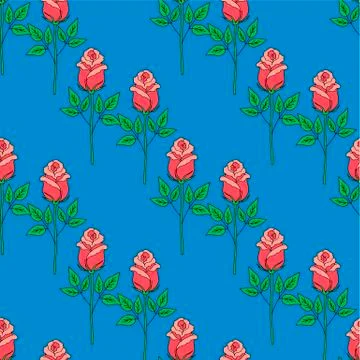 Valentine's day seamless pattern roses and hearts. romantic seamless pattern Stock Illustration