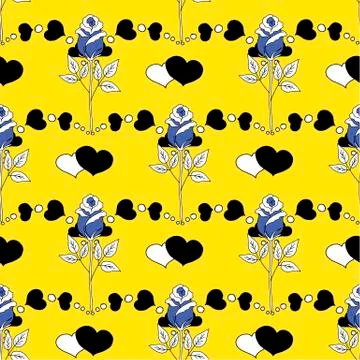 Valentine's day seamless pattern roses and hearts. romantic seamless pattern Stock Illustration