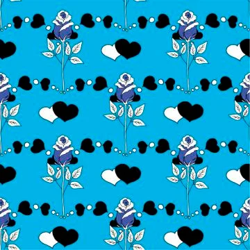 Valentines day seamless pattern roses and hearts. romantic seamless pattern with Stock Illustration