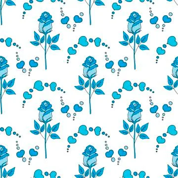 Valentines day seamless pattern roses and hearts. romantic seamless pattern with Stock Illustration