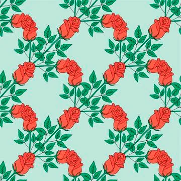 Valentines day seamless pattern roses and hearts. romantic seamless pattern with Stock Illustration