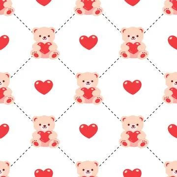 Valentines Day seamless pattern. Seamless pattern with cute teddy bears and hear Stockillustratie