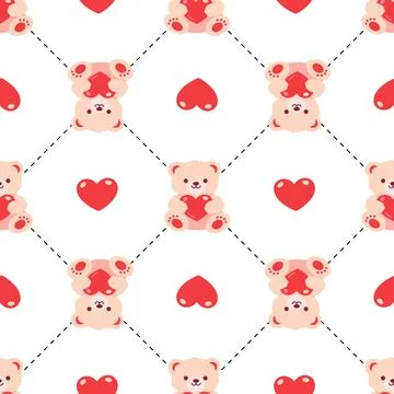 Valentine's Day seamless pattern. Seamless pattern with cute teddy bears Stock Illustration