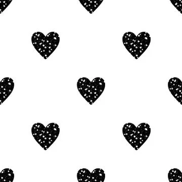 Valentine's Day seamless pattern with small black glitter hearts Stock Illustration