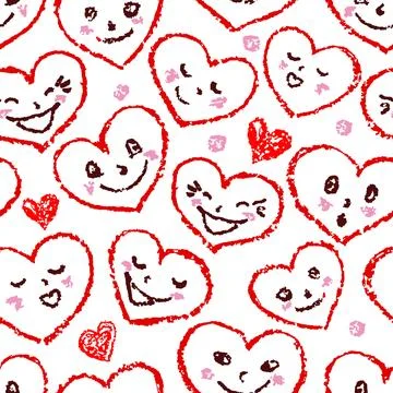 Valentine's day seamless pattern smiling love heart. Stock Illustration