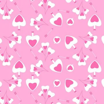 Valentine's day seamless pattern vector for cover pages and bed sheets. Love  Stock Illustration