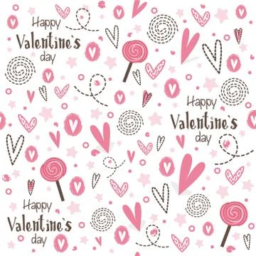 Valentine's day seamless pink pattern Stock Illustration