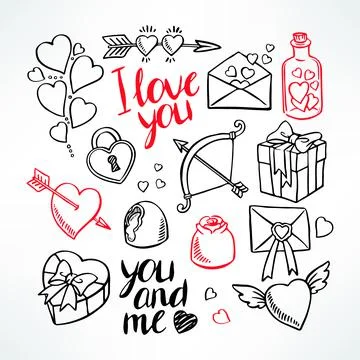 Valentine's Day set Stock Illustration