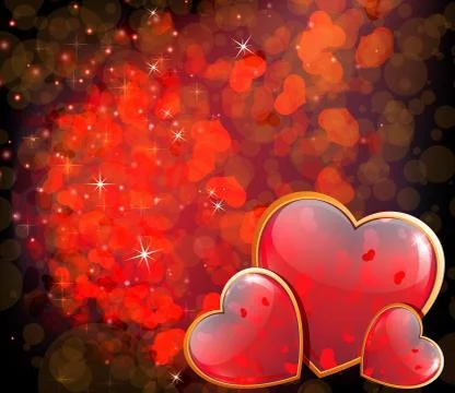 Valentine's Day shining hearts Stock Illustration