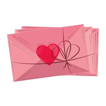 Valentines day, stack envelopes tied romantic design Stock Illustration