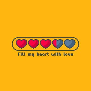 Valentine's Day status bar with flat hearts Stock Illustration
