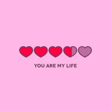Valentine's Day status bar with flat hearts 스톡 일러스트