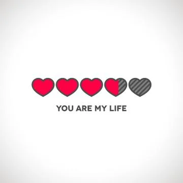 Valentine's Day status bar with flat hearts 스톡 일러스트