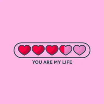 Valentine's Day status bar with flat hearts 스톡 일러스트