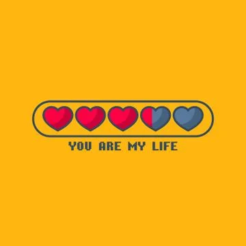 Valentine's Day status bar with flat hearts 스톡 일러스트