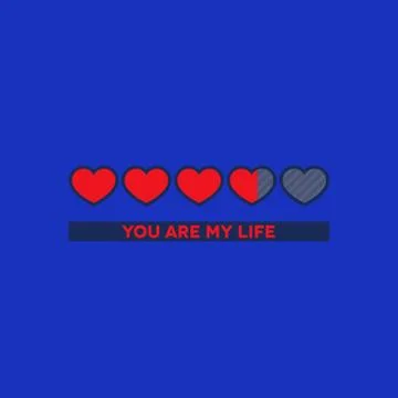 Valentine's Day status bar with flat hearts 스톡 일러스트
